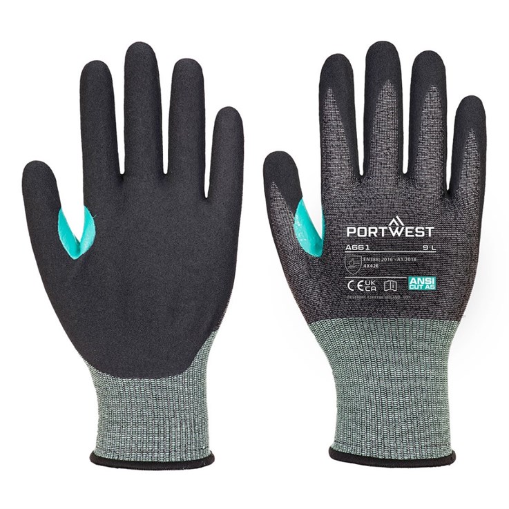 Portwest - CS Cut E18 Nitrile Glove Black A661  L